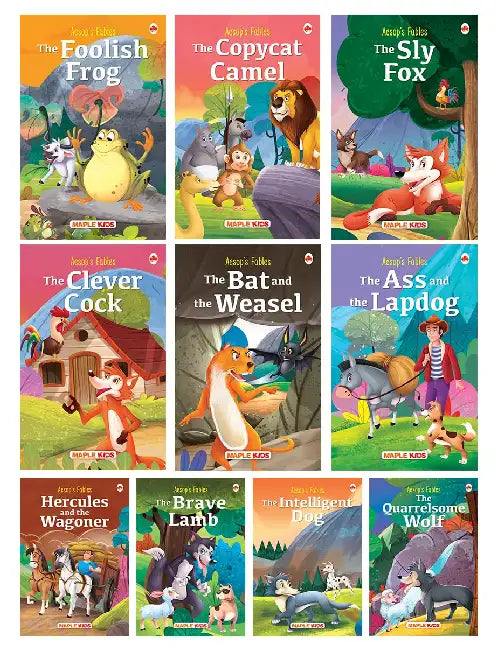 Story Book For Kids (Set Of 10 Books) - Aesop's Fables - Moral Stories - Bedtime Stories - 3 Years To 10 Years Old - English Short Stories For Kids - Read Aloud To Infants, Toddlers by Maple Press In House