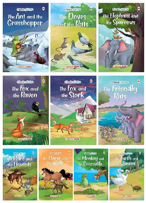 Story Books For Kids - Classic Stories (Illustrated) (Set Of 10 Books) by Maple Press In House