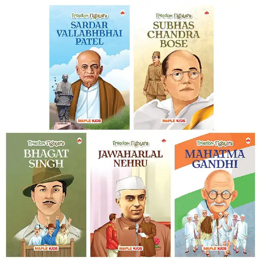 Story Books For Kids (Set Of 5 Books) (Illustrated) - Indian Freedom Fighters - Gandhi, Patel, Nehru, Subhash Chandra Bose, Bhagat Singh by Maple Press In House