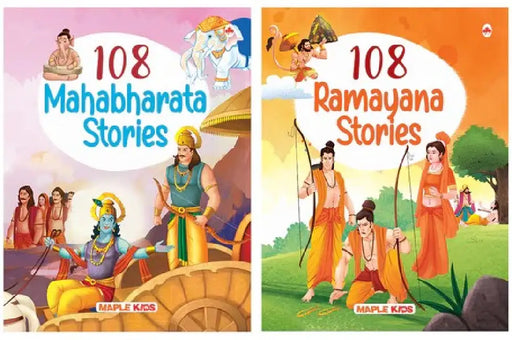 Stories From The Ramayana And The Mahabharata (Set Of 2 Books) (Illustrated) - Story Books For Kids by Maple Press In House