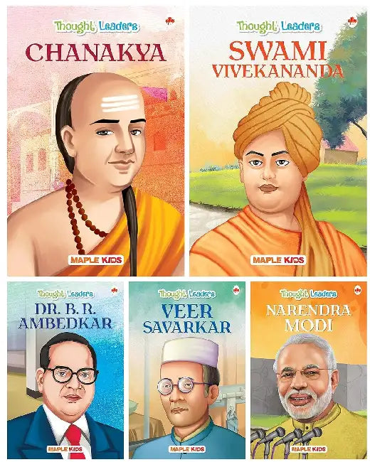 Story Books For Kids (Set Of 5 Books) (Illustrated)  - Thought Leaders - Dr. B.R. Ambedkar, Chanakya, Swami Vivekanand, Narendra Modi, Veer Savarkar by Poonam Mittal