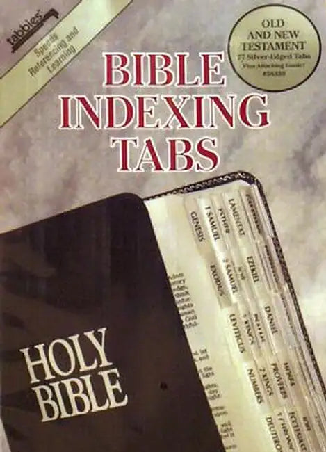 Bible Indexing Tabs: Clear Tab with Silver Center Strip and Black Lettering by Tabbies