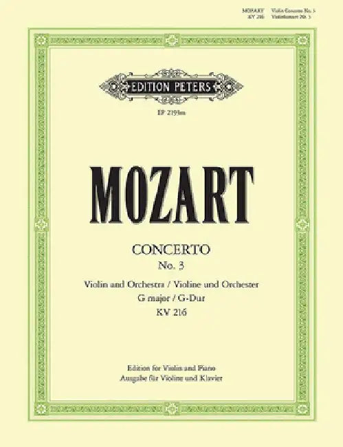 Violin Concerto No. 3 in G K216 (Edition for Violin and Piano): Solo Part Ed. and with Cadenzas by David Oistrakh by Wolfgang Amadeus Mozart
