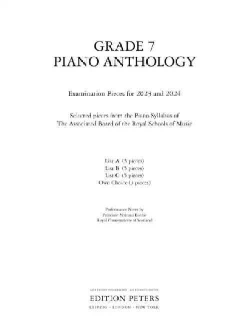 Grade 7 Piano Anthology 2023-2024