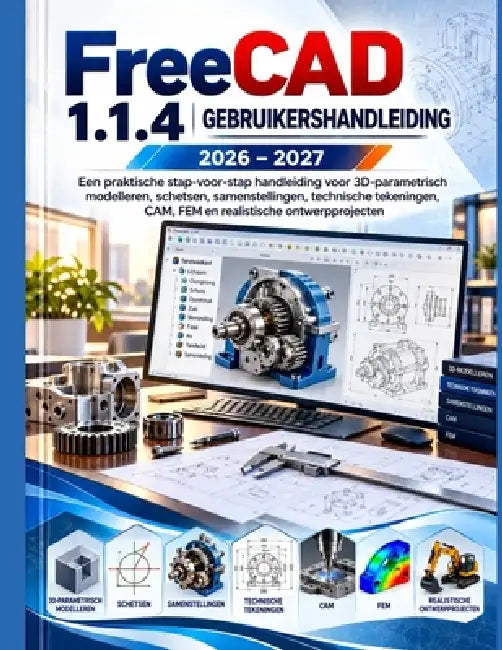 FreeCAD 1.1.4 GEBRUIKERSHANDLEIDING 2026-2027: 3D parametrisch modelleren, schetsen, samenstellingen, technische tekeningen, CAM, FEM en ontwerpprojec by Jayson Bruc, Jayson Bruc