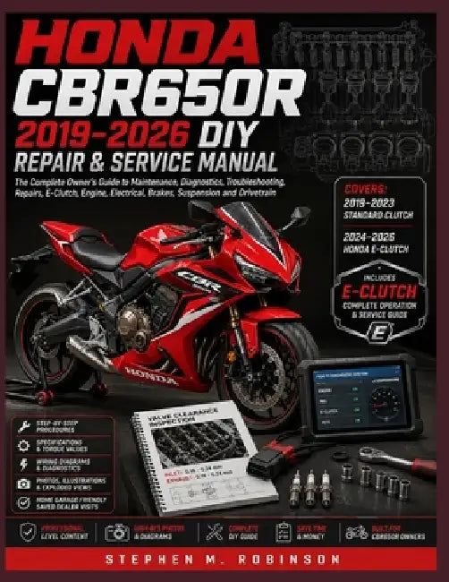 Honda Cbr650r 2019-2026 DIY Repair & Service Manual: The Complete Owner's Guide to Maintenance, Diagnostics, Troubleshooting, Repairs, E-Clutch, Engin by Stephen M. Robinson