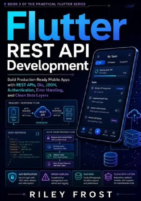 Flutter REST API Development: Build Production-Ready Mobile Apps with REST APIs, Dio, JSON, Authentication, Error Handling, and Clean Data Layers by Riley Frost