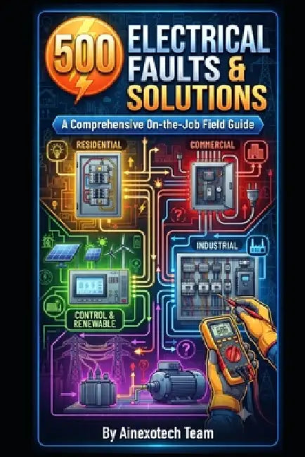 500 Electrical Faults & Solutions: A Practical Field Guide to Troubleshooting Residential, Commercial, Industrial, Power, Motor, Control & Renewable E by Ainexotech Team