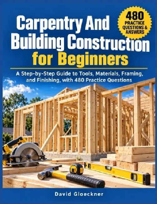 Carpentry And Building Construction for Beginners: A Step-by-Step Guide to Tools, Materials, Framing, and Finishing, with 480 Practice Questions by David Gloeckner