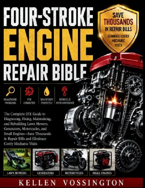 Four-Stroke Engine Repair Bible: The Complete DIY Guide to Diagnosing, Fixing, Maintaining, and Rebuilding Lawn Mowers, Generators, Motorcycles, and S by Kellen Vossington