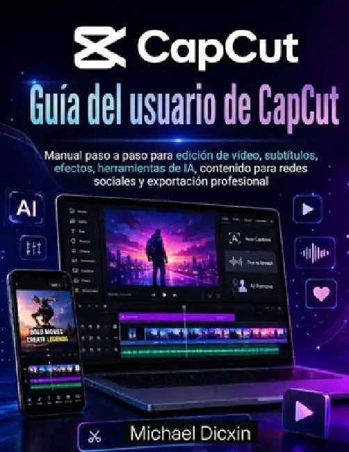 Guía del usuario de CapCut: Manual paso a paso para edición de vídeo, subtítulos, efectos, herramientas de IA, contenido para redes sociales y exporta by Michael Dicxin