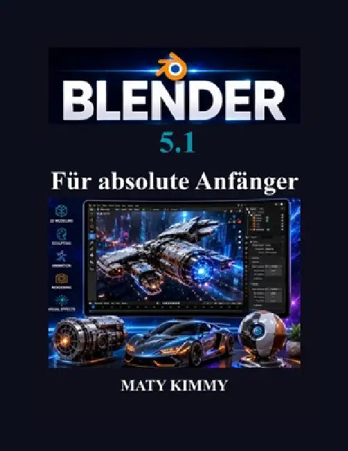 Blender 5.1 Für absolute Anfänger: Schritt-für-Schritt-Anleitung für 3D Modellierung, Animation, Bildhauerei, Rendering und visuelle Effekte by Maty Kimmy
