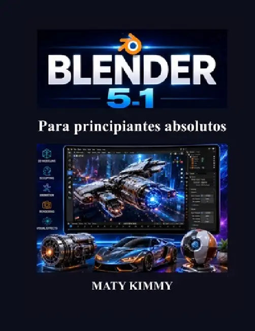 Blender 5.1 Para principiantes absolutos: Guía paso a paso para modelado 3D, animación, escultura, renderizado y efectos visuales by Maty Kimmy