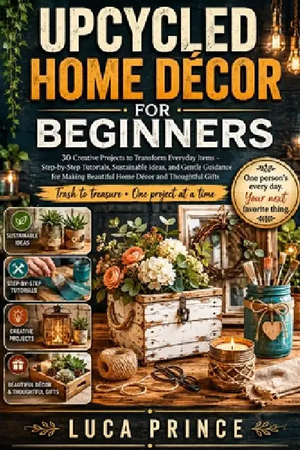 Upcycled Home Décor for Beginners: 30 Creative Projects to Transform Everyday Items - Step-by-Step Tutorials, Sustainable Ideas, and Gentle Guidance f by Luca Prince