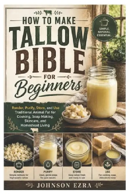 How to Make Tallow Bible For Beginners: Render, Purify, Store, and Use Traditional Animal Fat for Cooking, Soap Making, Skincare, and Homestead Living by Johnson Ezra