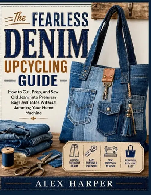 The Fearless Denim Upcycling Guide: How to Cut, Prep, and Sew Old Jeans into Premium Bags and Totes Without Jamming Your Home Machine by Alex Harper, Jeffrey Suitman