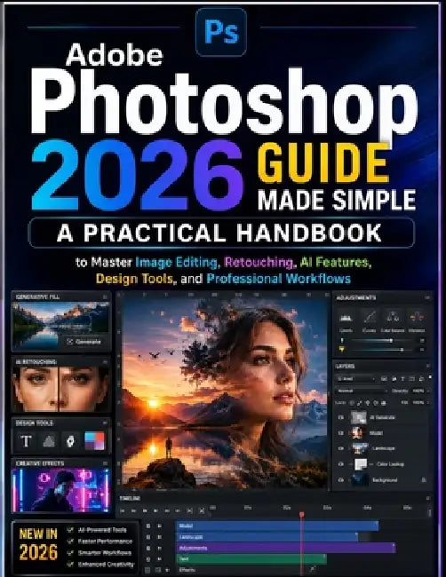 Adobe Photoshop 2026 Guide Made Simple: A Practical Handbook to Master Image Editing, Retouching, AI Features, Design Tools, and Professional Workflow by Sammie Smith