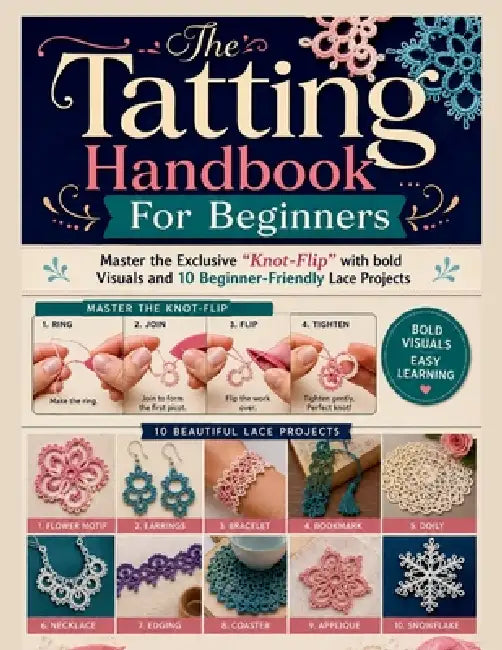 The Tatting Handbook For Beginners: Master the Exclusive "Knot-Flip" with bold Visuals and 10 Beginner-Friendly Lace Projects by Vertex Gable, Gong Bang