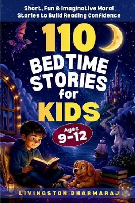 110 Bedtime Stories for Kids Ages 9-12: Short, Fun & Imaginative Moral Stories to Build Reading Confidence by Livingston Dharmaraj