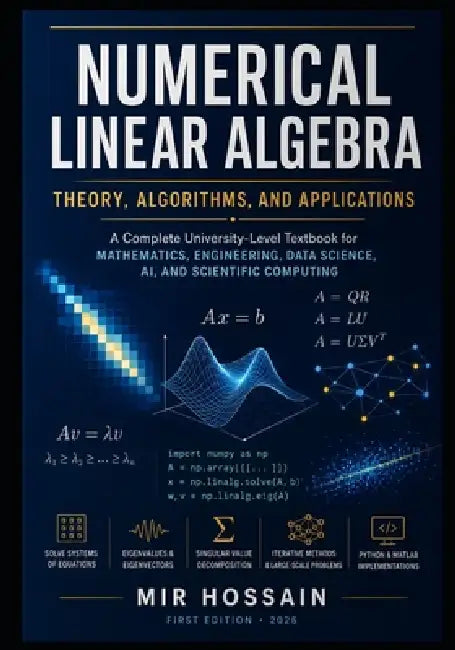 NUMERICAL LINEAR ALGEBRA Theory, Algorithms, and Applications: A Complete University-Level Textbook for Mathematics, Engineering, Data Science, AI, an by Mir Hossain