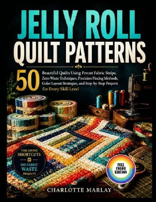 Jelly Roll Quilt Patterns: 50 Stunning Designs Using Pre-Cut Fabric Strips - Time-Saving Shortcuts, Beginner-Friendly Assembly & No Fabric Waste Proje by Charlotte Marlay