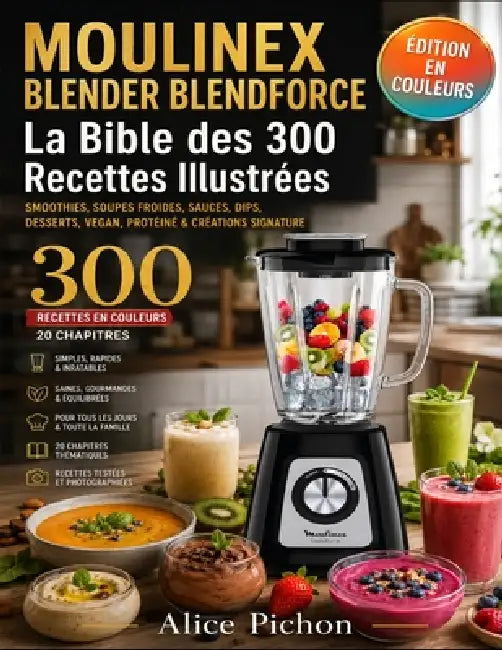 Moulinex Blender Blendforce - La Bible des 300 Recettes Illustrées: Smoothies, Soupes Froides, Sauces, Dips, Desserts, Vegan, Protéiné & Créations Sig by Alice Pichon