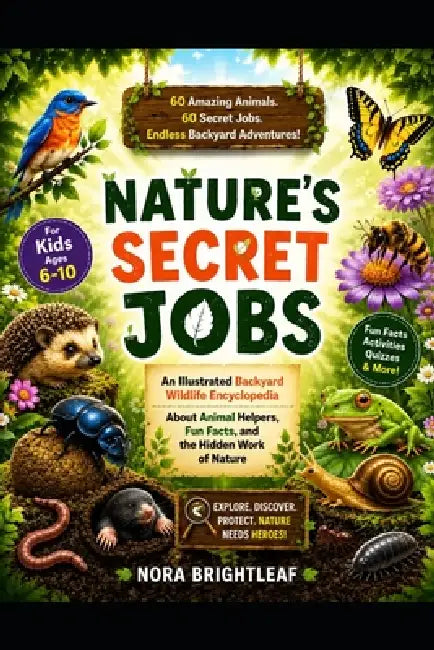 Nature's Secret Jobs for Kids Ages 6-10: An Illustrated Backyard Wildlife Encyclopedia About Animal Helpers, Fun Facts, and the Hidden Work of Nature by Nora Brightleaf