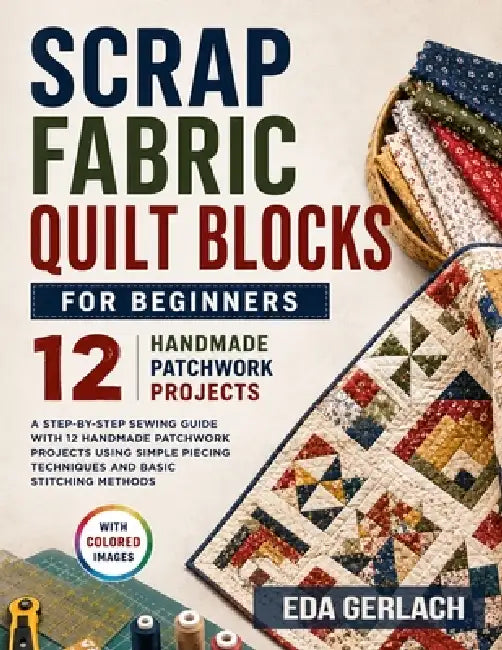 Scrap Fabric Quilt Blocks for Beginners: A Step-by-Step Sewing Guide with 12 Handmade Patchwork Projects Using Simple Piecing Techniques and Basic Sti by Eda Gerlach
