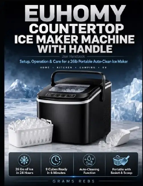 Euhomy Countertop Ice Maker Machine with Handle User Handbook: Setup, Operation & Care for a 26lb Portable Auto-Clean Ice Maker by Grams Rebs