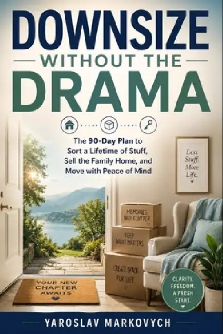 Downsize Without the Drama: The 90-Day Plan to Sort a Lifetime of Stuff, Sell the Family Home, and Move with Peace of Mind by Yaroslav Markovych