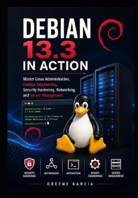 Debian 13.3 in Action: Master Linux Administration, DevOps Engineering, Security Hardening, Networking, and Server Management by Greene Garcia