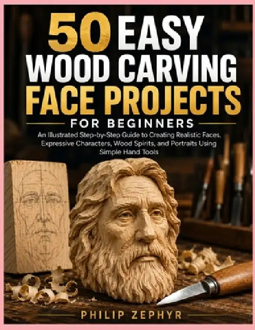 50 Easy Wood Carving Face Projects for Beginners: An Illustrated Step-by-Step Guide to Creating Realistic Faces, Expressive Characters, Wood Spirits, by Philip Zephyr