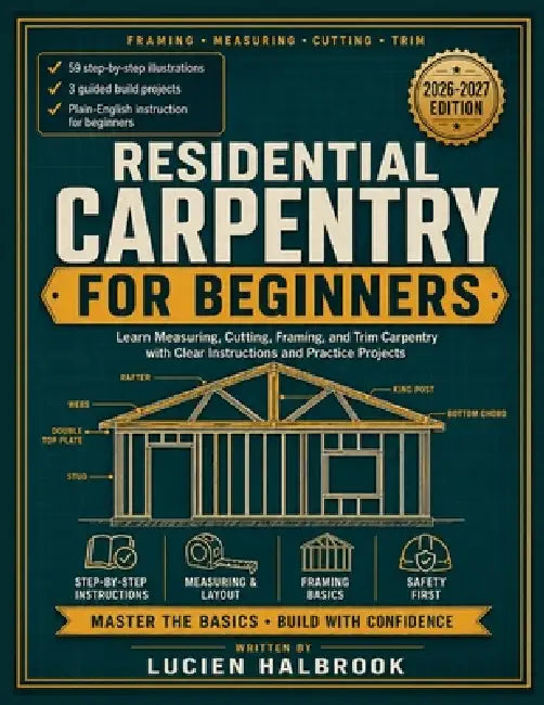 Residential Carpentry for Beginners: Learn Measuring, Cutting, Framing, and Trim Carpentry with Clear Instructions and Practice Projects by Lucien Halbrook