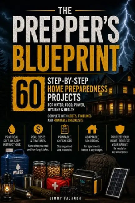 The Prepper's Blueprint: 60 Step-by-Step Home Preparedness Projects for Water, Food, Power, Hygiene & Health Complete with Costs, Timelines and Printa by Jimmy Fajardo