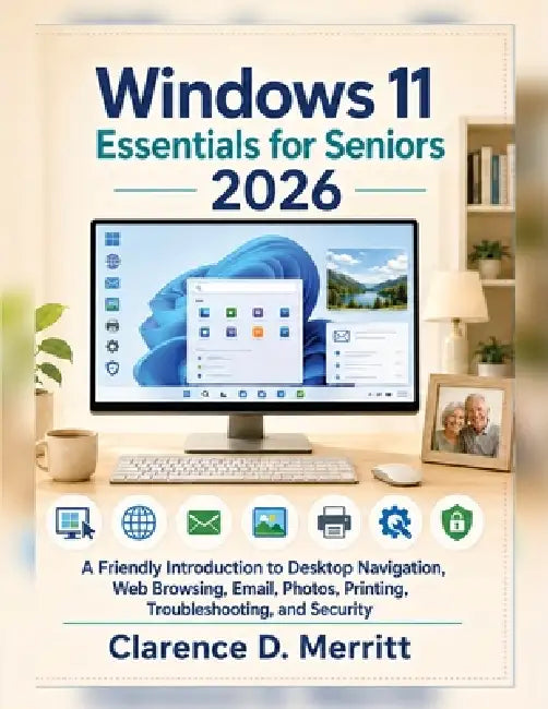 Windows 11 Essentials for seniors 2026: A Friendly Introduction to Desktop Navigation, Web Browsing, Email, Photos, Printing, Troubleshooting, and Sec by Clarence D. Merritt