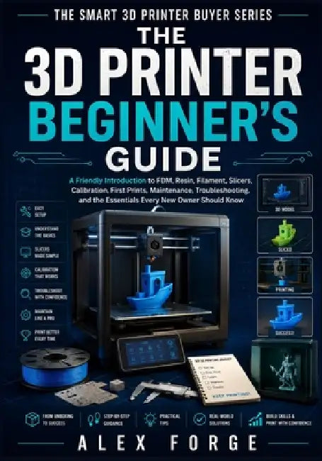The 3D Printer Beginner's Guide: A Friendly Introduction to FDM, Resin, Filament, Slicers, Calibration, First Prints, Maintenance, Troubleshooting, an by Alex Forge