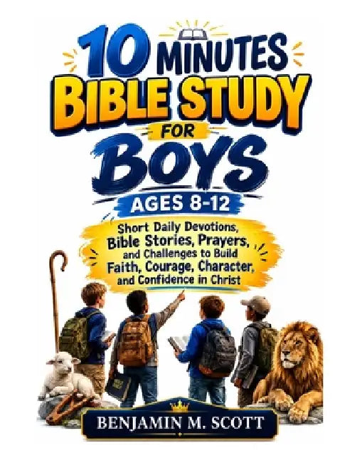 10 Minute Bible Study Lessons For Boys Ages 8-12: Short Daily Devotions, Bible Stories, Prayers, and Challenges to Build Faith, Courage, Character, an by Benjamin M. Scott