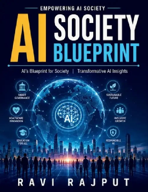 AI Society Blueprint: AI-powered innovations Global AI evolution AI and job market Social transformation via AI Ethical use of AI AI impact on life qu by Ravi Rajput