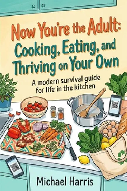 "Now You're the Adult: Cooking, Eating, and Thriving on Your Own" A modern survival guide to mastering the kitchen, grocery shopping, and eating well by Michael L. Harris