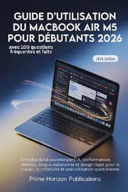 Guide d'Utilisation Du Macbook Air M5 Pour Débutants 2026: Productivité assistée par lIA, performances élevées, longue autonomie et design léger pour by Prime Horizon Publications