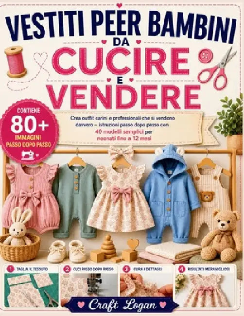 Vestiti Per Bambini Da Cucire E Vendere: Crea outfit carini e professionali che si vendono davvero - istruzioni passo dopo passo con 40 modelli sempli by Craft Logan