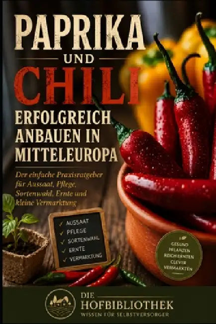 Paprika und Chili erfolgreich anbauen in Mitteleuropa: Der einfache Praxisratgeber für Aussaat, Pflege, Sortenwahl, Ernte und kleine Vermarktung by Die Hofbibliothek