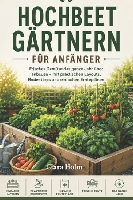 Hochbeetgarten für Anfänger: Pflanzen Sie das ganze Jahr über frisches Gemüse mit einfachen Layouts, Bodentipps und einfachen Ernteplänen by Clara Holm