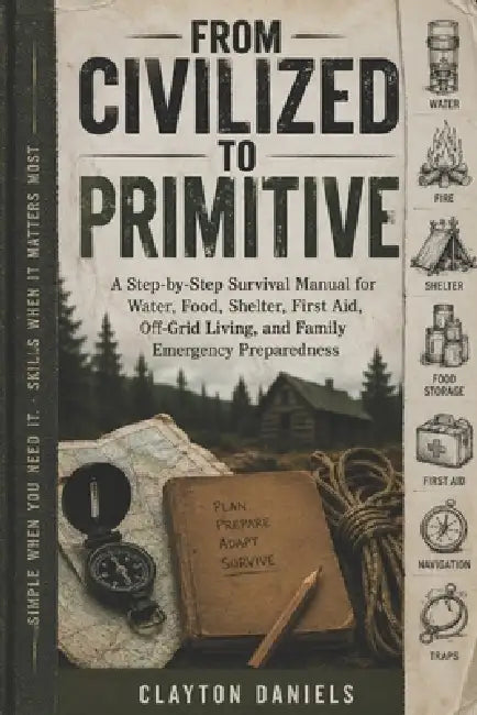 From Civilized to Primitive: A Step-by-Step Survival Manual for Water, Food, Shelter, First Aid, Off-Grid Living, and Family Emergency Preparedness by Clayton Daniels