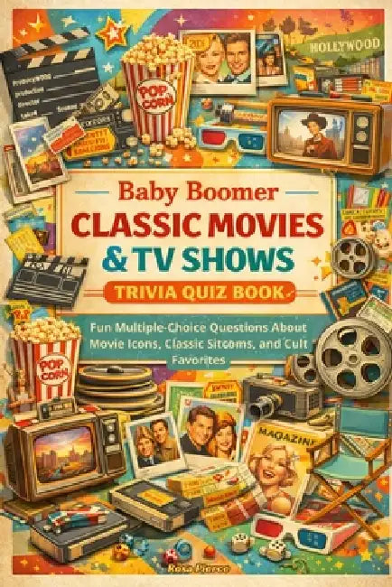 Baby Boomer Classic Movies & TV Shows Trivia Quiz Book: Fun Multiple-Choice Questions About Movie Icons, Classic Sitcoms, and Cult Favorites by Rosa Pierce