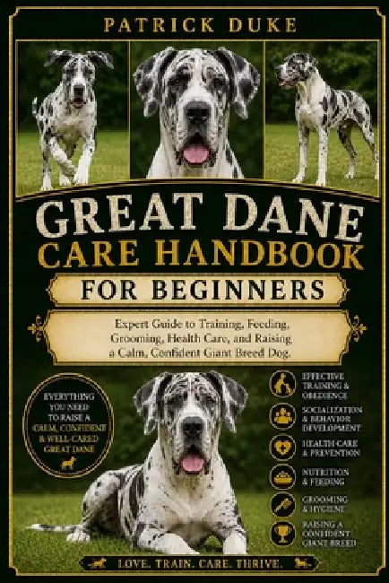Great Dane Care Handbook: Expert Guide to Training, Feeding, Grooming, Health Care, and Raising a Calm, Confident Giant Breed Dog. by Patrick Duke