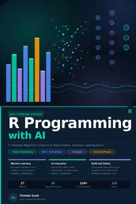 R Programming with AI: A Complete Beginner's Guide to R Programming, Data Science, Machine Learning, and AI Applications by Thomas Scott