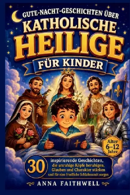 Gute-Nacht-Geschichten Über Katholische Heilige Für Kinder: 30 inspirierende Geschichten, die unruhige Köpfe beruhigen, Glauben und Charakter stärken by Anna Faithwell