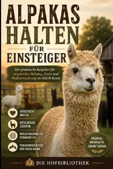 Alpakas halten für Einsteiger: Der praktische Ratgeber für artgerechte Haltung, Zucht und Wollvermarktung im DACH-Raum by Die Hofbibliothek