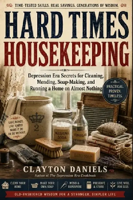 Hard Times Housekeeping: Depression Era Secrets for Cleaning, Mending, Soap-Making, and Running a Home on Almost Nothing by Clayton Daniels